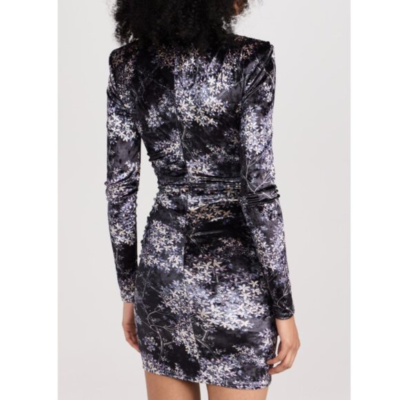 CINQ À SEPT 'Marlene' Lilac Floral Velour Mini-Dress, Black Multi - Picture 4 of 5